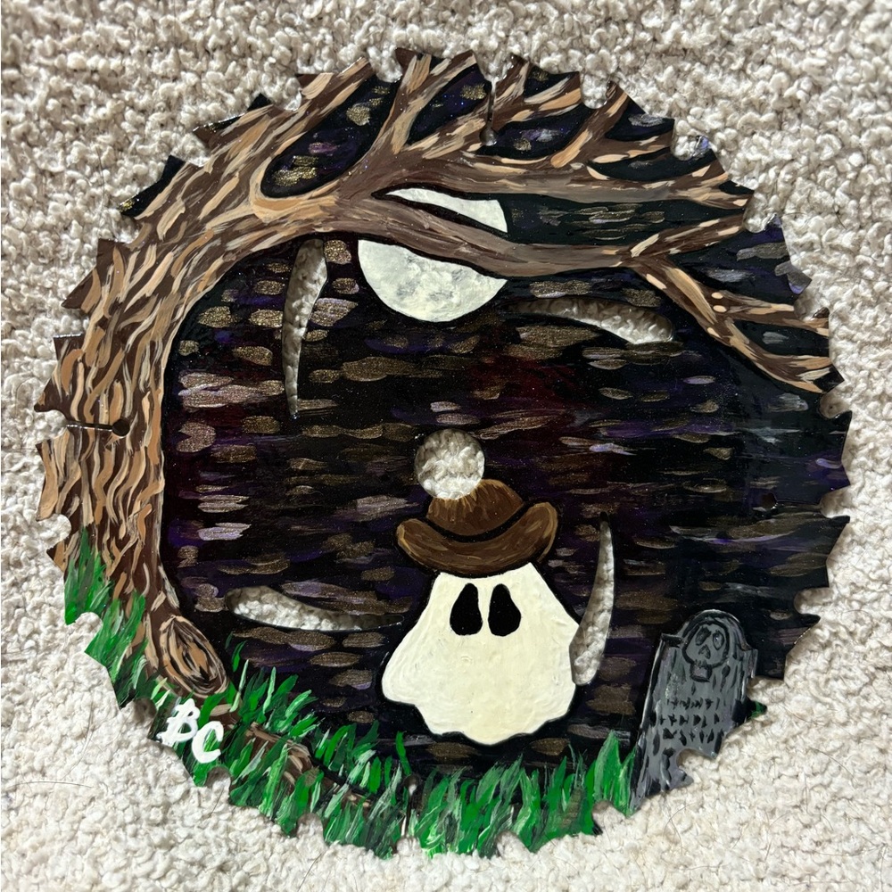 Hand painted ghost saw blade
